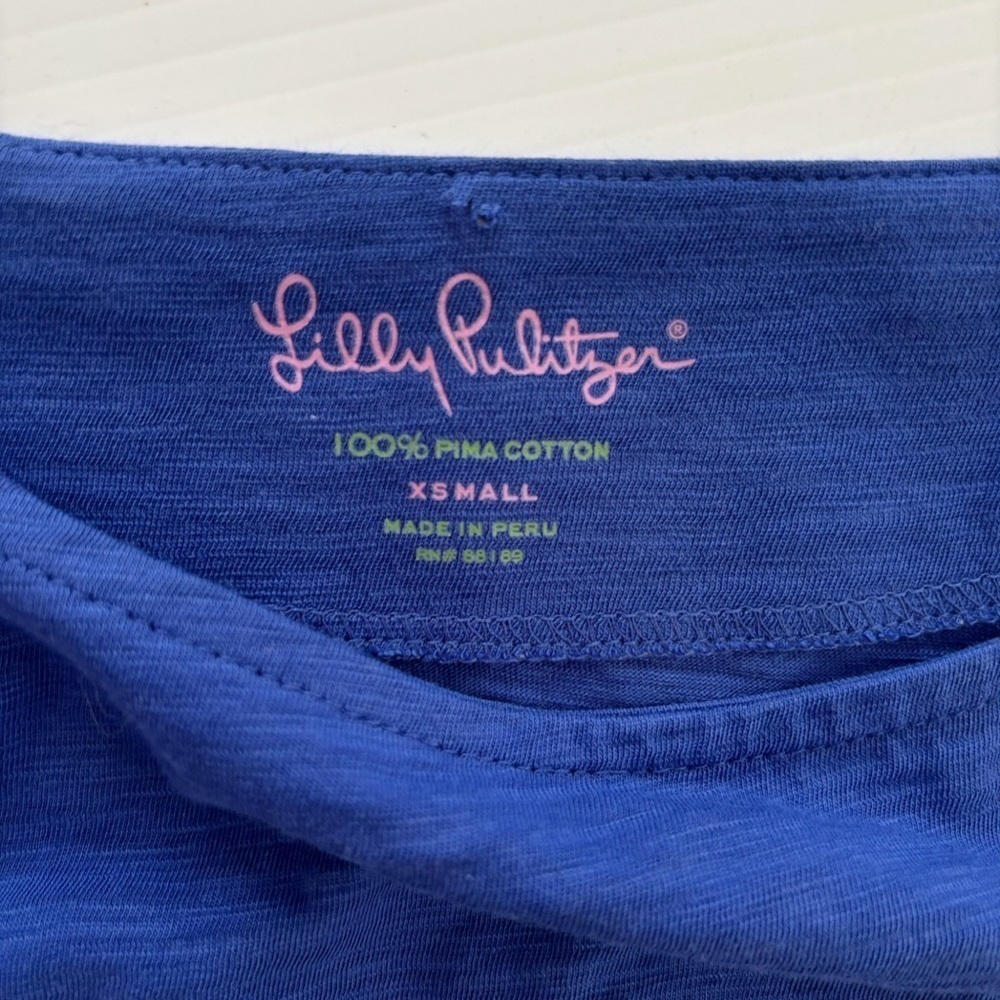 Lilly Pulitzer Cassie Blue Boat Neck T Shirt Dress XS Summer Classic - Picture 5 of 8